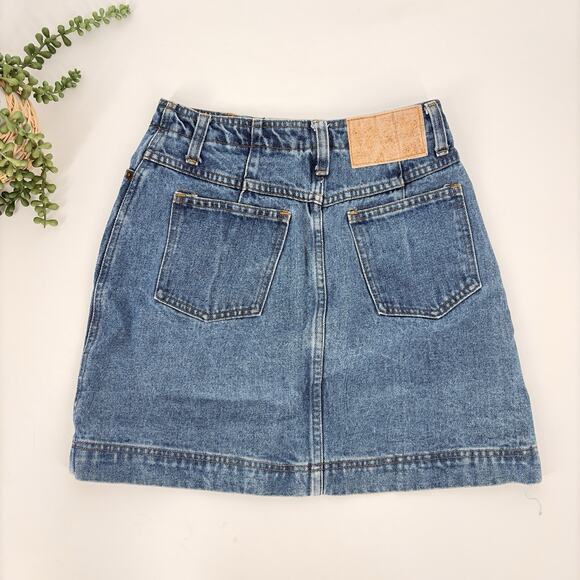 Denim Skirt Women's Blue Button Front A-Line Y2K Pockets Casual Size 6 - Picture 4 of 7